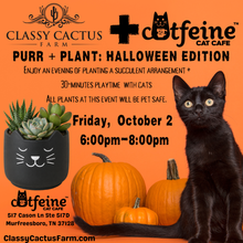 Load image into Gallery viewer, Purr + Plant - FRIDAY, OCT 2 - 6pm-8pm (AT CATFEINE CAT CAFE IN MURFREESBORO, TN)