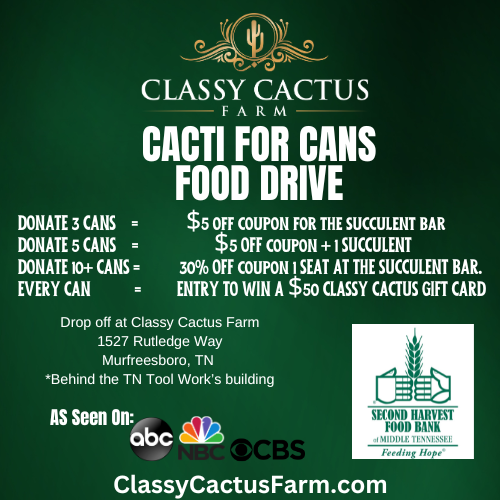 Cacti for Cans Food Drive Event (Now through Christmas!)