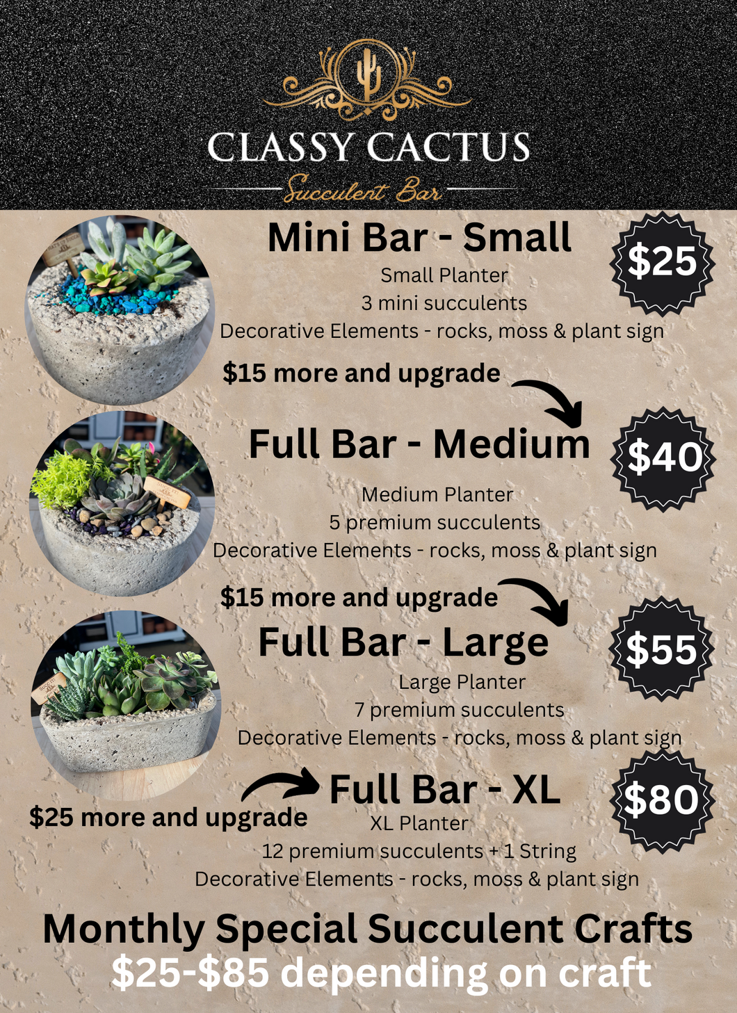 Reserve your Seat at the Succulent Bar (1.5 HOUR EVENT)