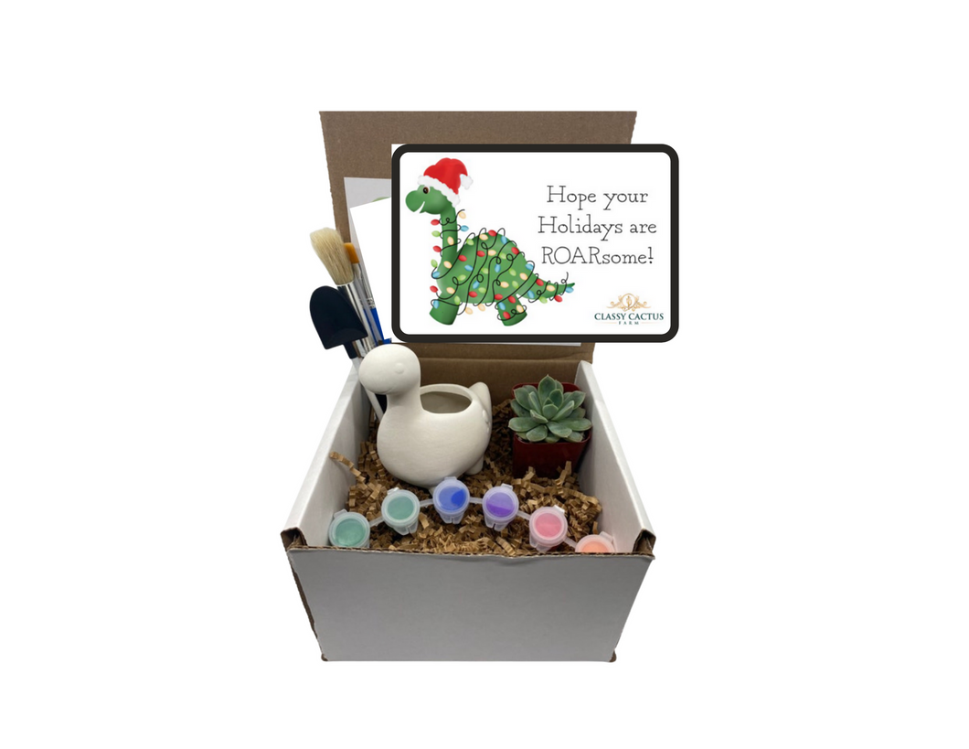 ROARsome Holiday Longneck Dinosaur Succulent Gift Box